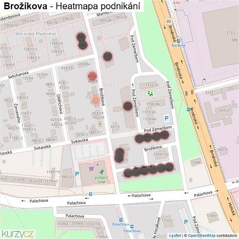 Mapa Brožíkova - Firmy v ulici.