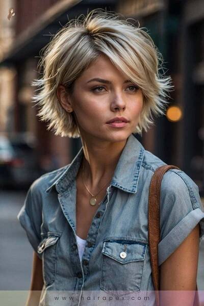 32 Stylish Short Layered Haircuts To Add Volume en 2025 | Coupe de cheveux courte, Coiffure cheveux mi court, Coiffure femme 50 ans cheveux fins