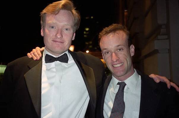 Alex with Connan O'brien, October 6, 1999 St Regis hotel