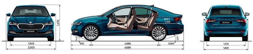 Rozměry vozu Škoda Octavia Liftback