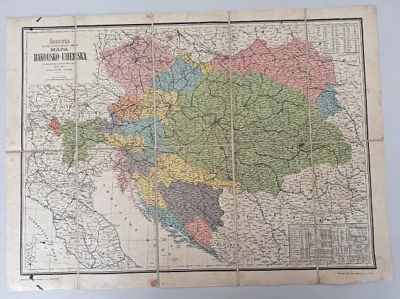 Šolcova politická a železniční cestovní mapa Rakousko - Uhersko - Staré mapy a veduty