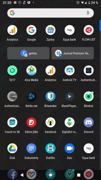 android 9 pie manu aplikace