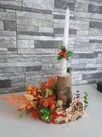 Podzimní dekorace se svíčkou  - Dům a zahrada