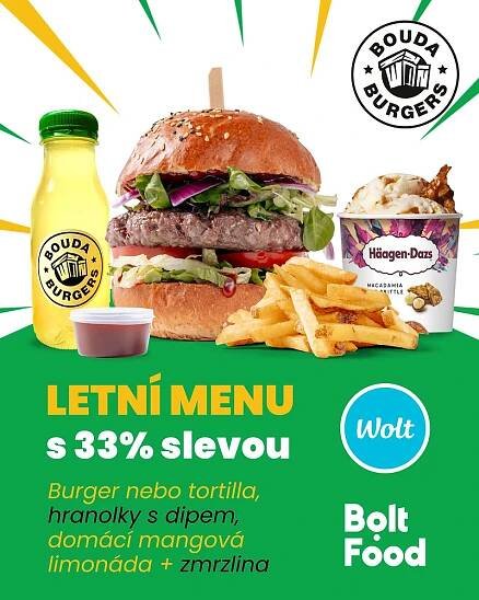 Letní menu Bouda Burgers v Českých Budějovicích: Chuť léta se slevou 33 %