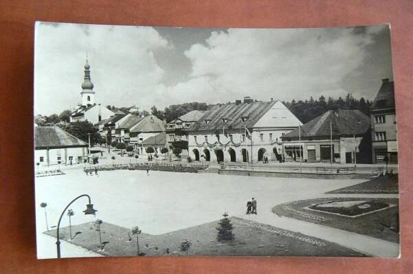 LYSÁ NAD LABEM náměstí okres Nymburk - stará pohlednice MF
