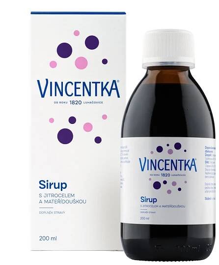 VINCENTKA Sirup s jitrocelem a mateřídouškou 200 ml