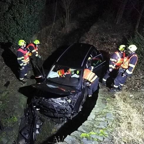 FOTO: Auto skončilo v příkopě u Chlumce. Srazilo se s divokým prasetem