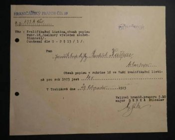 HRANIČÁŘSKÝ PRAPOR č.10 - Kvalifikační listina, rok 1923 !!! /č.3 - Sběratelství