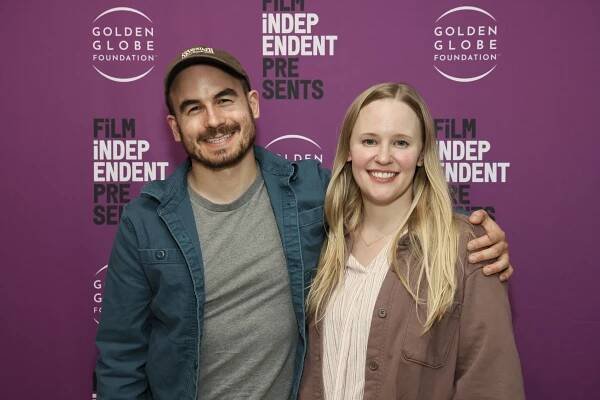 LOS ANGELES, CALIFORNIA - MAY 21: (L-R) Alex Thompson and Kelly O'Sullivan attend the Film Independent Presents a special screening of 