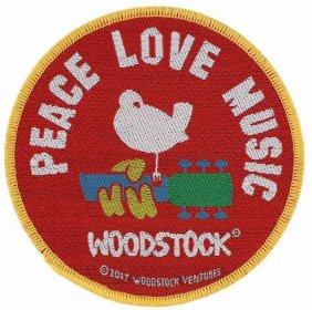 nášivka WOODSTOCK - PEACE LOVE MUSIC - RAZAMATAZ