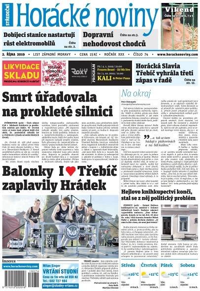 Časopis Horácké Noviny Středa 2.10.2019 č. 074