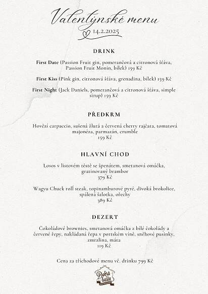 Valentýnské menu - Dobrá Bašta