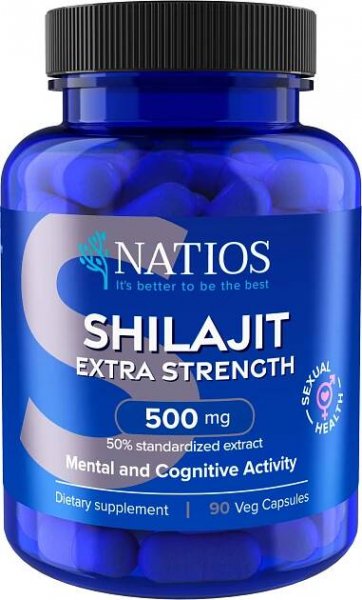 NATIOS Shilajit Extract, 500 mg, Extra Strength, 90 veganských kapslí