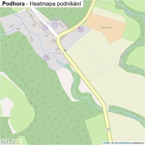 Mapa Podhora - Firmy v části obce.