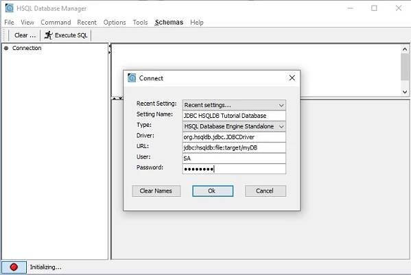 HSQLDB JDBC setup