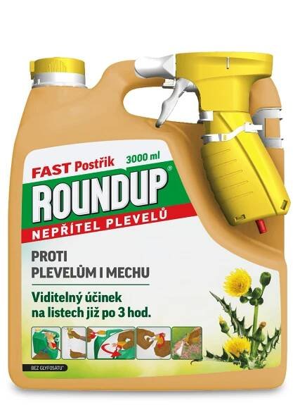 Postřikový likvidátor plevele a mechu, ROUNDUP FAST, balení 3 l
