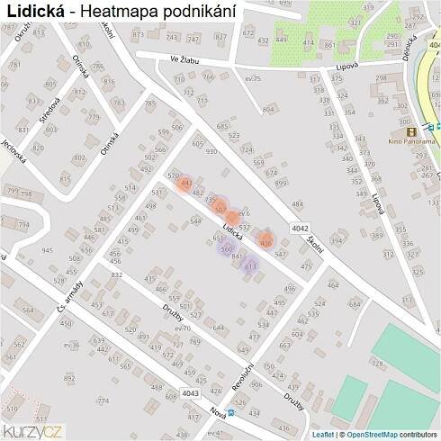Mapa Lidická - Firmy v ulici.