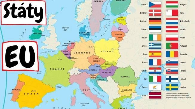 Státy EU 2025 Mapa Evropské unie (Členské státy)
