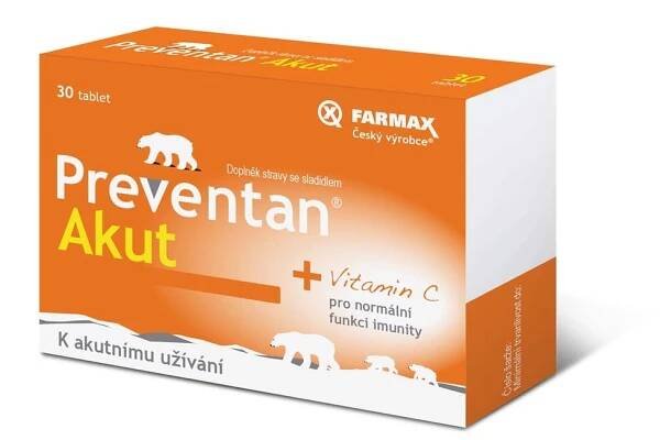 Preventan FARMAX  Akut obohatený o vitamín C 30 tabliet