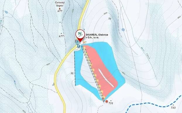 Ski areál Olešnice v Orlických horách nabízí široké, přehledné sjezdovky.