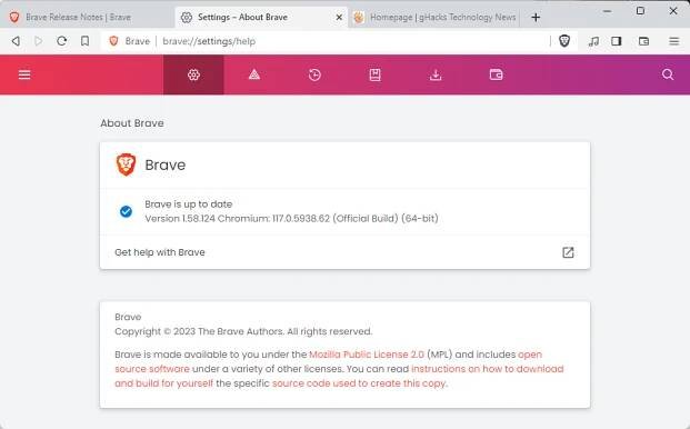 brave browser 1.58