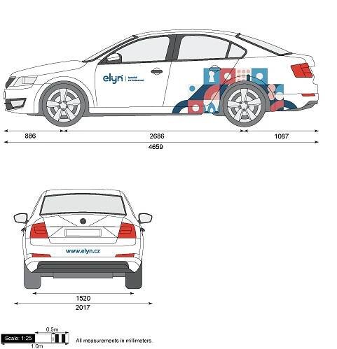 Návrh polepu auta Škoda Octavia