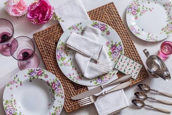 Beautifully Set Table with Folded Napkin