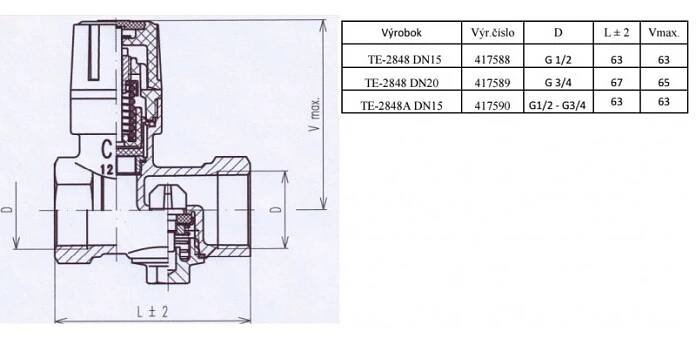 SLOVARM pojistný ventil k bojleru TE-2852 1/2", 417538