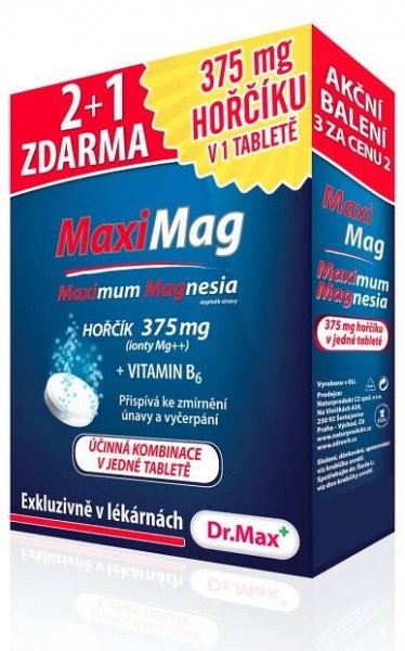 Zdrovit MaxiMag Hořčík 375 mg + B6 20 šumivých tablet 2+1