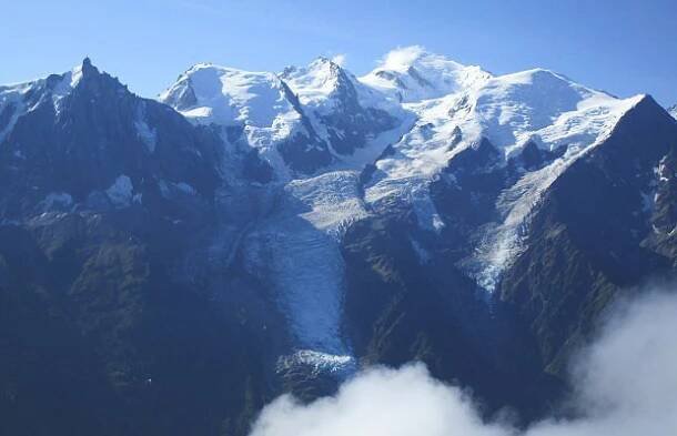 Aiguille du Midi a Mont Blanc z vrcholu Le Brévent