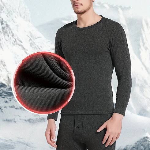 Pánské plyšové teplé pyžamo, s dlouhým rukávem, zesílený dvoudílný domácí *, pohodlné, teplé, elastické a těsně padnoucí sportovní spodní košile