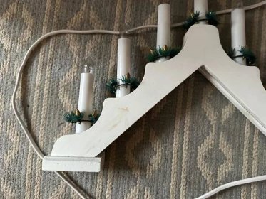 Retro starý dřevěný elektrický svícen vánoční  - Starožitnosti a umění