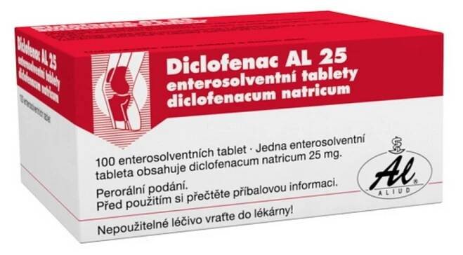 Ulotka dołączona do opakowania leku Diclofenac al 25, substancja czynna, skład | SrovnejLeky.cz