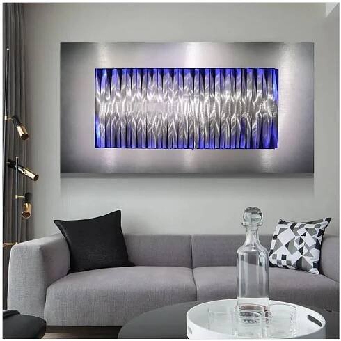 Obrazy na zeď do obývacího pokoje - Kovový (plechový) - LED podsvícené RGB 20 barev - VISION 50x100cm