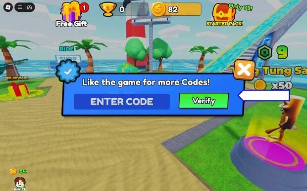 A screenshot of Climb and Slide in Roblox showing the game's codes field.