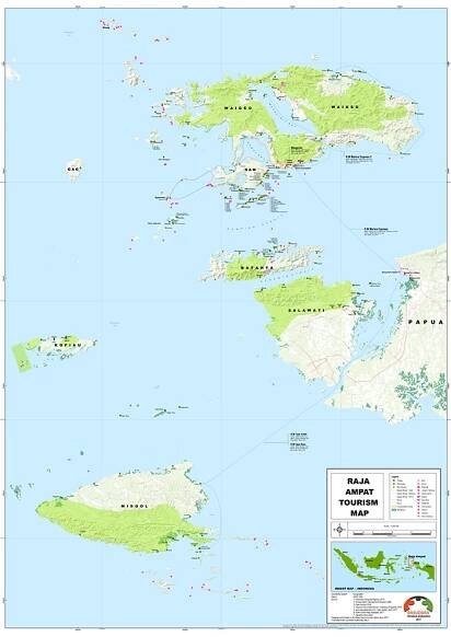 High resolution Raja Ampat tourism map