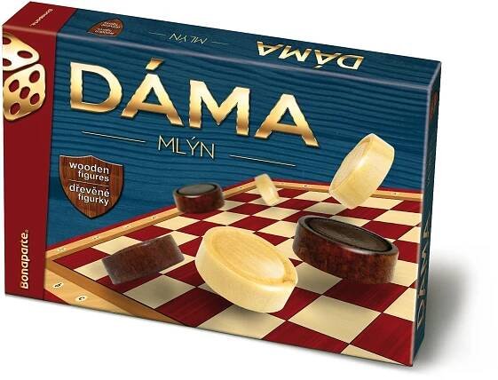 Dáma + mlýn dřevěné kameny společenská hra