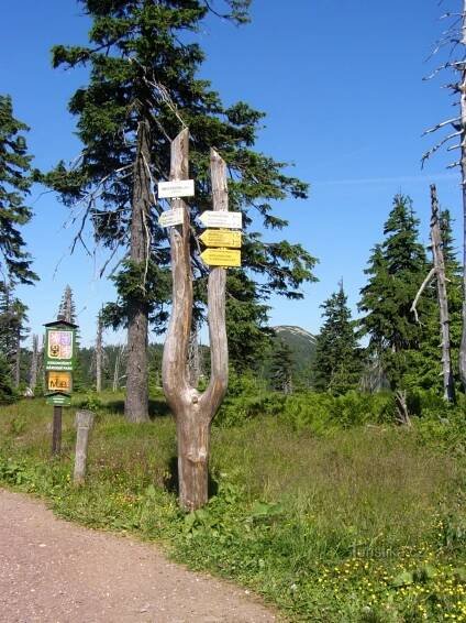 turistické rozcestí Medvědín - Rozcestí