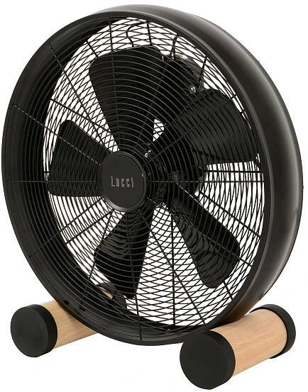 Lucci Air Breeze Floor Fan černý/dřevo