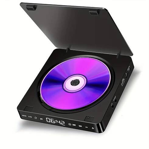 Portable 1080P Mini DVD Player with Remote Control, Supports CD/ DVD/ VCD, Connects to TV, * USB and TF Card Slots, Player * to TV