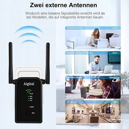 Zesilovač signálu Wi-Fi 300 Mbit/s 2,4 GHz pro domácí použití, ethernetový LAN port, WPS za 528.00CZK - Allegro