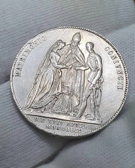 Vzácný Svatební zlatník Františka Josefa I. 1854 A - Numismatika