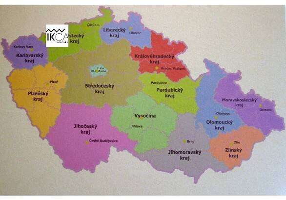 Mapa ČR - kraje 40 x 60 cm ST209 - LINORYTY - NÁSTĚNKY