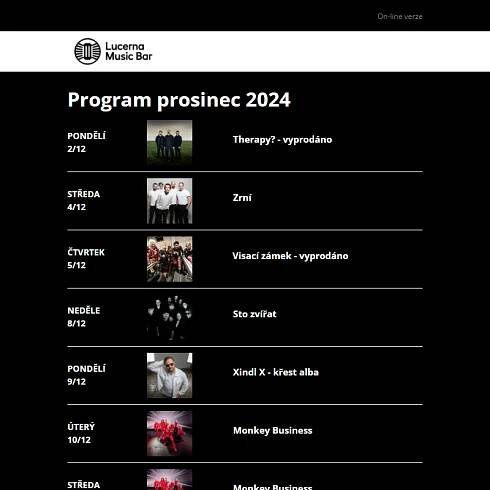 _ Program Lucerna Music Bar PROSINEC 2024