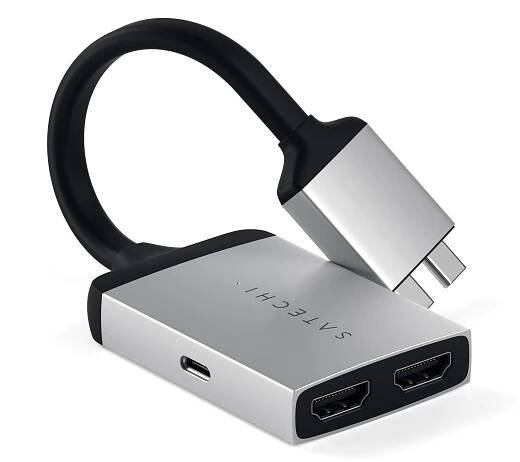 USB Hub Satechi USB-C Dual HDMI Adapter stříbrná