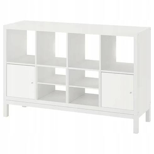 IKEA KALLAX Regál s rámem 147 x 94 cm se 2 dveřmi/se 2 vložkami s policí, bílý