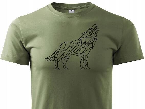 Myslivecké tričko khaki – vzor Vlk