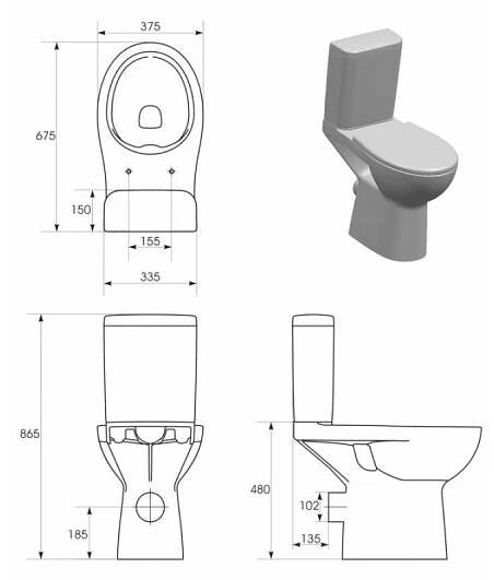 SAPHO ETIUDA WC kombi pro postižené CLEAN ON, ZO K11-0221