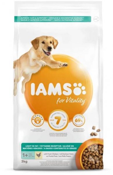 IAMS Granule pro psy LIGHT IN FAT s čerstvým kuřecím 3 kg