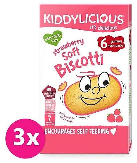 3 x KIDDYLICIOUS Sušenky měkké jahodové